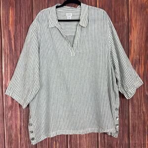 Sigrid Olsen Black and White Striped Button Down Shirt